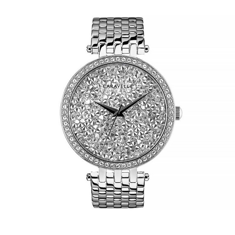 Caravelle by Bulova Crystal Pave Stainless Steel Watch